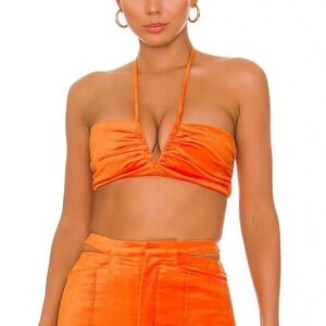 NBD Orange Bralette Halter Velvet Top Size S